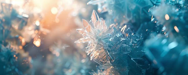 Fototapeta premium Close-up of a blue and silver Christmas tree ornament with a blurred background.