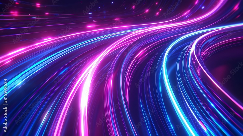 Wall mural futuristic glowing neon lines elegant curves and swirls in 3d space abstract background