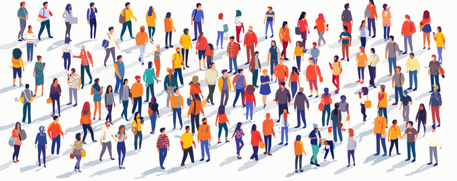 crowd isometric vector flat minimalistic isolated illustration