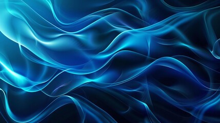 Obraz premium futuristic neon blue gradient waves on dark background abstract glowing digital wallpaper