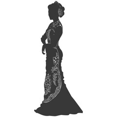 Silhouette independent indonesian women wearing kebaya black color only
