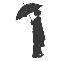 Silhouette independent indian women wearing Saree with umbrella black color only