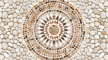 mosaic with imitation stone ornament in warm colors, antique style decor