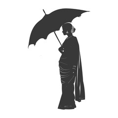 Silhouette independent indian women wearing Saree with umbrella black color only