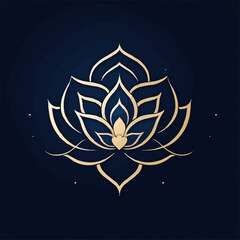 Obraz premium Lotus and love with line art style logo design template