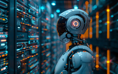 Fototapeta premium Cutting-edge smart cities leverage innovative AI technology to improve virtual interactions and support eco-friendly ecosystems across a digital realm.