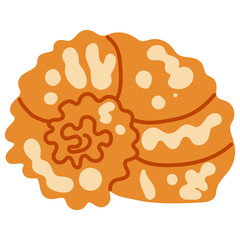 Seashell vector illustration. Oceanic mollusk, underwater creature. Hand drawn doodle, sea animal sketch. Aquarium cockleshell. Marine cartoon isolated clipart.