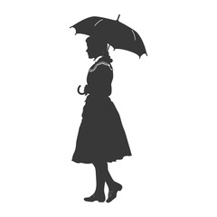 Silhouette independent germany women wearing dirndl with umbrella black color only