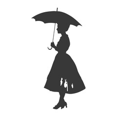 Silhouette independent germany women wearing dirndl with umbrella black color only