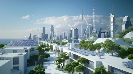 Innovative Urban Infrastructure Renewable Energy in a Futuristic Cityscape