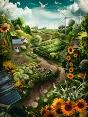 Fototapeta premium Sustainable Energy Flourishes A D of Renewable Energy as a Thriving Garden