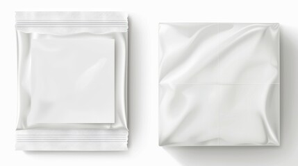 The package includes a front and side view of a closed hygiene tissue pack with an antibacterial flap. The template is composed of a white blank bag or container for hygiene antibacterial napkins.
