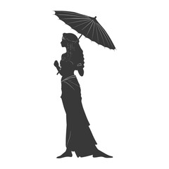 Silhouette independent egyptian women wearing tob sebleh with umbrella black color only