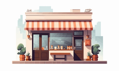 coffee shop exterior vector flat minimalistic isolated illustration