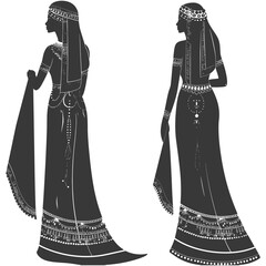 Silhouette independent egyptian women wearing tob sebleh black color only