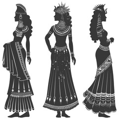 Silhouette independent egyptian women wearing tob sebleh black color only