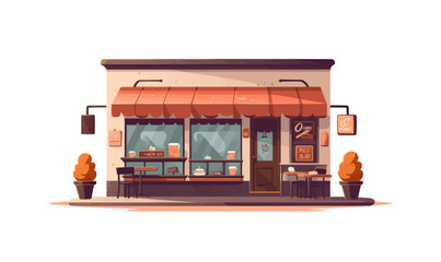 cute coffee shop exterior vector flat isolated illustration -