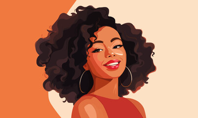 happy black woman close up vector flat isolated vector style illustration