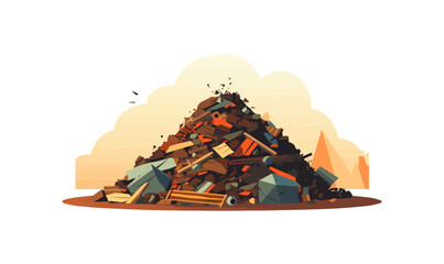 metal pile of trash vector flat minimalistic isolated vector style illustration