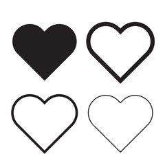 heart icon set on black color. vector illustration.