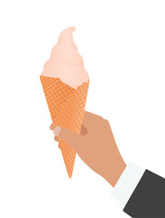 Hand hold ice cream. vector