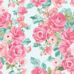 Fototapeta premium beautiful floral flower seamless pattern background for premium product ai generated