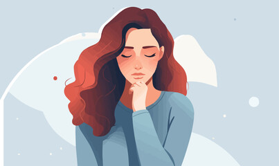 sad woman vector flat minimalistic isolated illustration