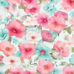 Fototapeta premium beautiful floral flower seamless pattern background for premium product ai generated