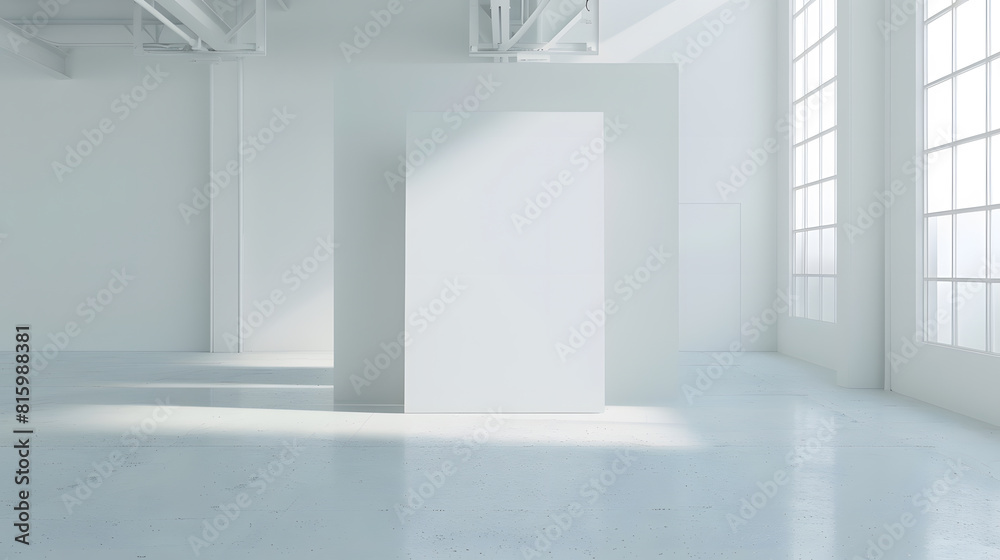 Aufkleber A grand white canvas in a minimalist room is a focal point that encourages reflection : Generative AI