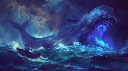 jonahs mystical encounter with the benevolent leviathan digital painting