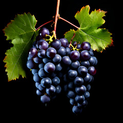 Fototapeta premium grapes on a black background hd 8k wallpaper stock photographic imag,generate ai