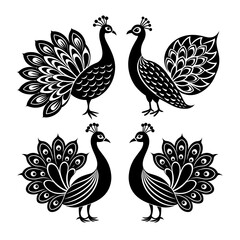 Fototapeta premium three black and white birds with a design that says three .