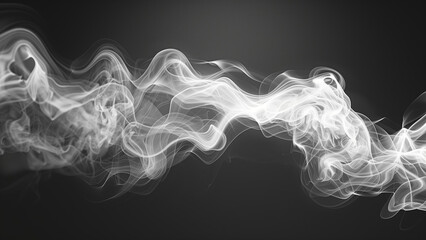 Elegant White Smoke on Black Background Illustrating Delicate Flow and Twirls Suitable for Art Projects, Backgrounds, and Abstract Designs 8K Wallpaper High-resolution