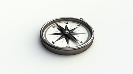 A sleek compass icon representing direction and navigation displayed against a simple white