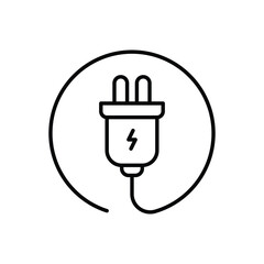 Electric plug icon. Simple outline style. Electrical socket, power, connect, cord, electro, electrician, cable, wire, energy concept. Thin line symbol. Vector illustration isolated.