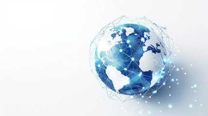 A sleek globe icon representing global connectivity and the internet set against a pristine white background