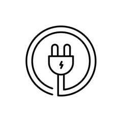 Electric plug icon. Simple outline style. Electrical socket, power, connect, cord, electro, electrician, cable, wire, energy concept. Thin line symbol. Vector illustration isolated.