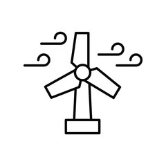 Wind turbine icon. Simple outline style. Wind power, generation, solar, plant, water, factory, electric, renewable energy concept. Thin line symbol. Vector illustration isolated.