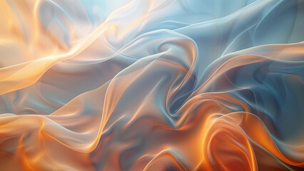 Obraz premium Abstract Waves in Blue and Orange Hues, High-Quality Render 8K Wallpapers Vibrant Background High-resolution