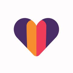 Vector style heart shape symbol logo