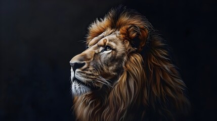 Naklejka premium Majestic and Powerful Portrait of a Noble Lion in Striking Realism