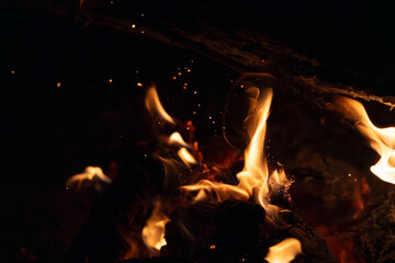 fire flame abstract sparkle black and orange smoke background