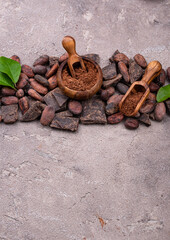 Natural cocoa powder, cocoa beans and chocolate
