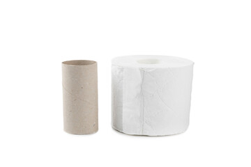 Empty toilet paper roll. Empty toilet paper rolls for the toilet, isolated on a white background. Paper tube of toilet paper.