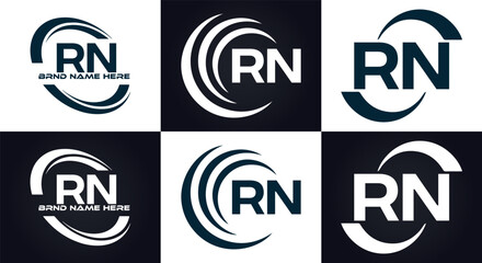 RN logo. R N design. White RN letter. RN, R N letter logo design. Initial letter RN linked circle uppercase monogram logo.