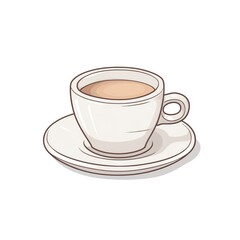 Obraz premium White cup of coffee on saucer isolated on white background.
