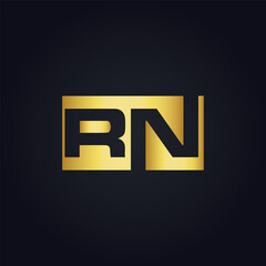 Fototapeta premium RN logo. R N design. White RN letter. RN, R N letter logo design. Initial letter RN linked circle uppercase monogram logo.