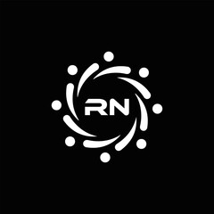 RN logo. R N design. White RN letter. RN, R N letter logo design. Initial letter RN linked circle uppercase monogram logo.