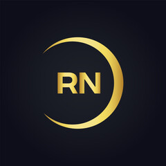 RN logo. R N design. White RN letter. RN, R N letter logo design. Initial letter RN linked circle uppercase monogram logo.