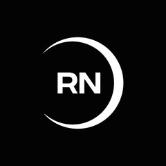 RN logo. R N design. White RN letter. RN, R N letter logo design. Initial letter RN linked circle uppercase monogram logo.
